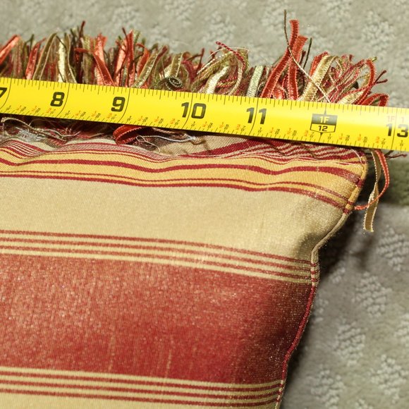 Vintage 90s Custom Decorative Red Yellow Cream Rectangular 13x19 Throw Pillow - Picture 4 of 4